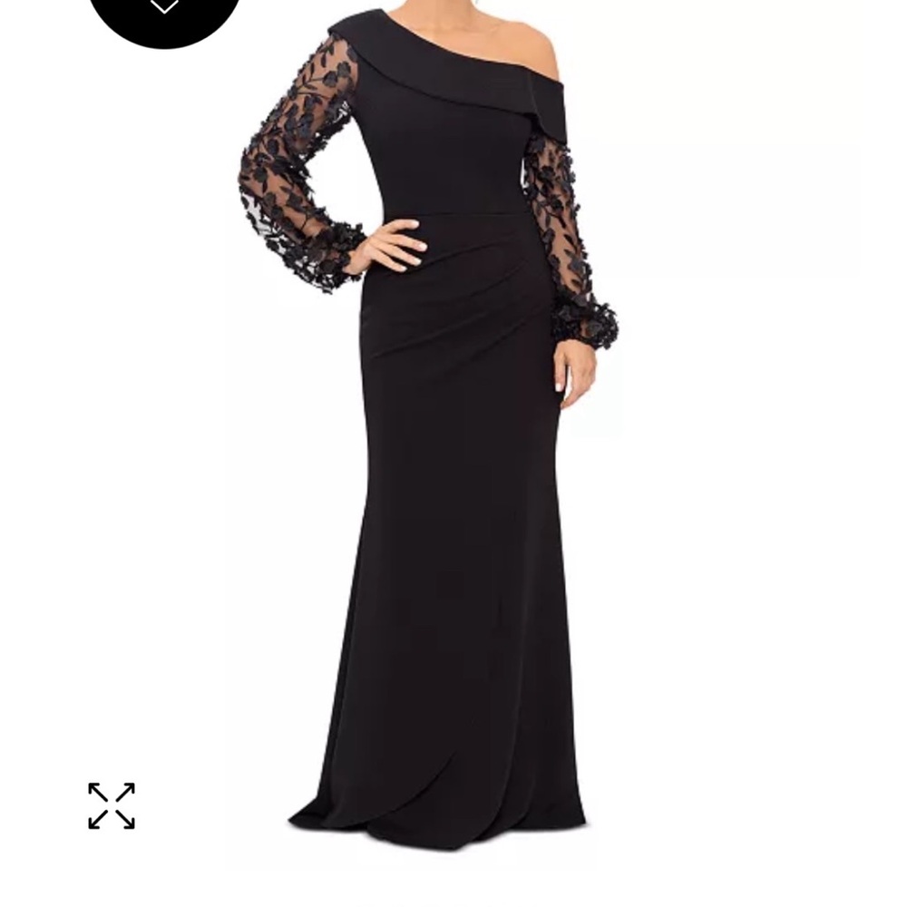 Elegant Black Off-Shoulder Evening Gown by Xcsape, size 14
